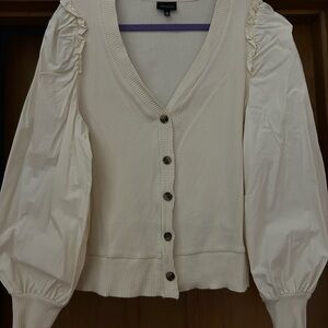 Who What Wear Ribbed Cream Top